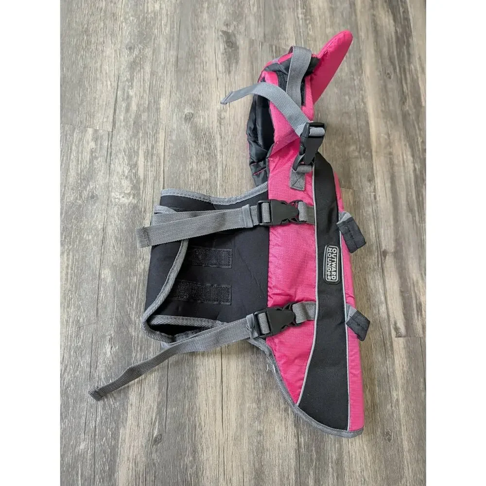 Outward Hound Pink Dog Life Jacket Size M Adjustable Girth & Neck Handles